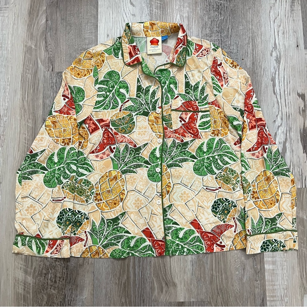 Farm Rio Anthropologie Women’s Pajama Top Lounge Wear Floral Size Medium